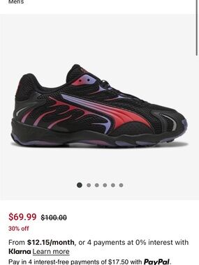 Puma Black Sneakers with Red & Purple Flame Accents